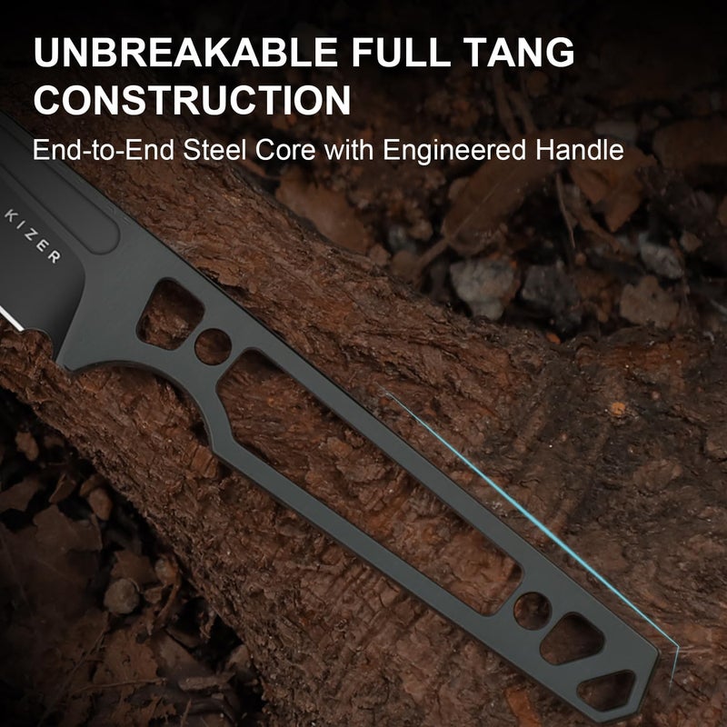 KIZER Phasmids Fixed Blade Knife with Sheath, 2.78" AEB-L Steel Blade, Full Tang Camping Knife with Chocolate Glacier Composite Handle, EDC Knives for Hiking 1079A2 - Image 4